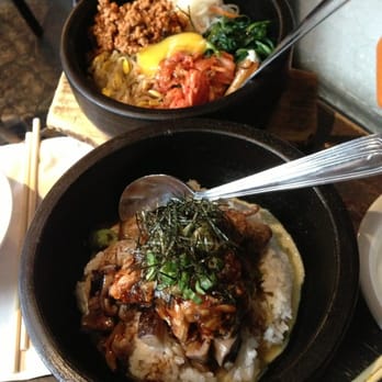 Guu with Otokomae - BBQ eel bibimbap and kimchi pork bibimbap - Japanese Near Me - Vancouver, British Columbia