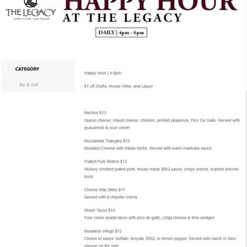 Legacy Golf Club - Happy Hour menu ... - Golf Near Me - Henderson, Nevada Legacy Golf Club - Happy Hour menu ... - Golf Near Me - Henderson, Nevada