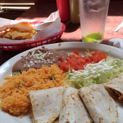 El Valle Verde - Two chicken quesadillas with beans and rice $7.99