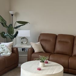 Home Sweet Home Furniture - Gorgeous and comfortable reclining leather chairs, end tables, and centerpiece. Thanks Ravi.