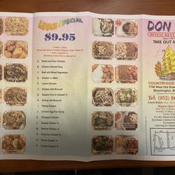 Don Ho Chinese Restaurant - Menu - January 2024