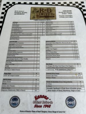 Menu photo 2 R-B Drive In Hutchinson, KS Menu photo 2 R-B Drive In Hutchinson, KS