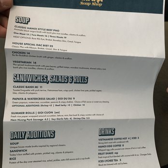 Hanoi Soup Shop - Menu - Vietnamese Near Me - New York, New York