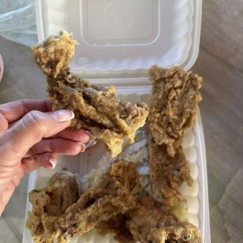 Thai Bistro Suksabay - House Fried Chicken. It's disgusting. It's only bones in batter. Looks like leftovers were battered and deep fried. - Thai Near Me - Aiea, Hawaii