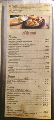Menu photo 8 Morralito Mexican Grill Duarte, CA