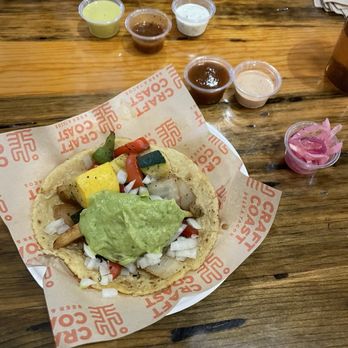Craft Coast Beer & Tacos - Veggie taco with an assortment of salsas - Tacos Near Me - Oceanside, California