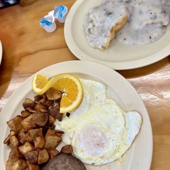 Beach Hut Cafe - Sampler platter - two eggs, home fries, sausage, and one slice of French toast, not pictured. Extra order of one biscuit w/ sausage gravy. - Breakfast & Brunch Near Me - Jacksonville Beach, Florida Beach Hut Cafe - Sampler platter - two eggs, home fries, sausage, and one slice of French toast, not pictured. Extra order of one biscuit w/ sausage gravy. - Breakfast & Brunch Near Me - Jacksonville Beach, Florida