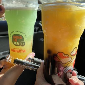 Kung Fu Tea - Blue paradise and Orange slushie - Bubble Tea Near Me - Stony Brook, New York Kung Fu Tea - Blue paradise and Orange slushie - Bubble Tea Near Me - Stony Brook, New York
