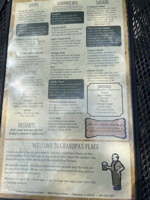 Menu photo 5 Grandpa's Place Glenview, IL