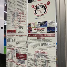 Menu from the drive in. Menu from the drive in.