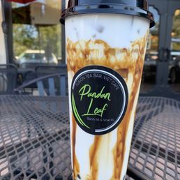 Brown sugar milk tea.  With a little boba. I don't like too much boba in my tea.  Yummy!