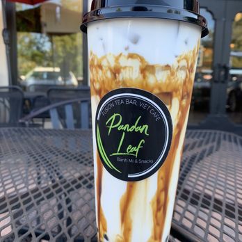 Pandan Leaf - Brown sugar milk tea.  With a little boba. I don't like too much boba in my tea.  Yummy! - Bubble Tea Near Me - Houston, Texas