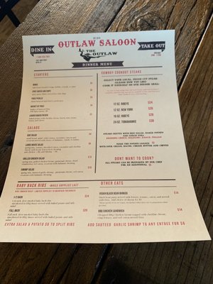 Menu photo 4 The Outlaw Saloon Hatch, UT Menu photo 4 The Outlaw Saloon Hatch, UT