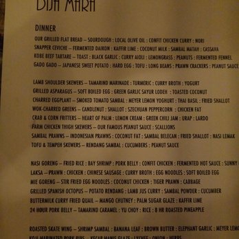 Dija Mara - Dinner menu - Indonesian Near Me - Oceanside, California