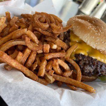 Old Town Diner - a cheeseburger and french fries - Burgers Near Me - Valdez, Alaska