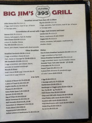 Menu photo 2 Big Jim's 395 Grill Vista, CA