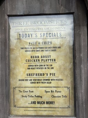 Menu photo 6 Three Broomsticks at Universal Studios Hollywood Universal City, CA Menu photo 6 Three Broomsticks at Universal Studios Hollywood Universal City, CA