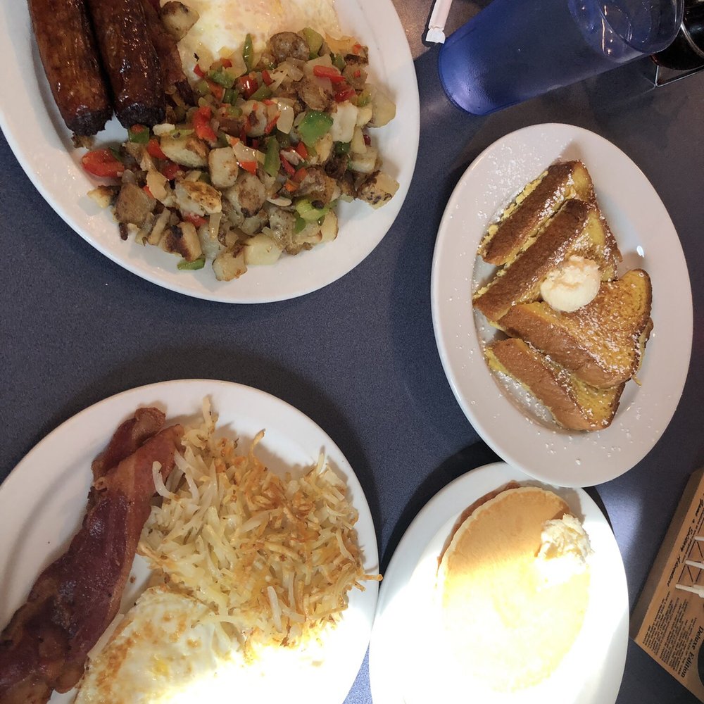 Annie's Cafe - Temecula - Kids meal on the bottom part of the pic, and my meal at the top with french toast. - Breakfast & Brunch Near Me - Temecula, California