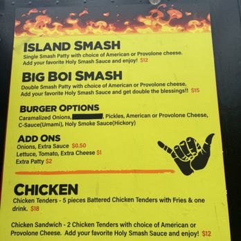 Holy Smash - Menu - Food Trucks Near Me - Kahuku, Hawaii Holy Smash - Menu - Food Trucks Near Me - Kahuku, Hawaii