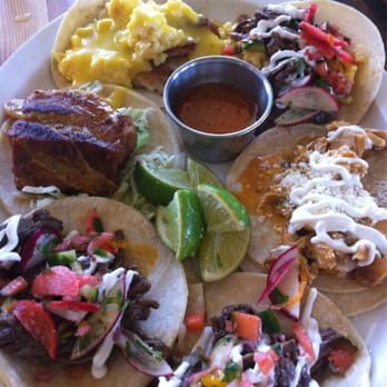 Tacos Tequila Whiskey - Clockwise from the top left: pinche hash, forget the name (but it was my fave-beef and eggs), pollo, asada, asada, pork belly. - Whiskey Bars Near Me - Denver, Colorado Tacos Tequila Whiskey - Clockwise from the top left: pinche hash, forget the name (but it was my fave-beef and eggs), pollo, asada, asada, pork belly. - Whiskey Bars Near Me - Denver, Colorado