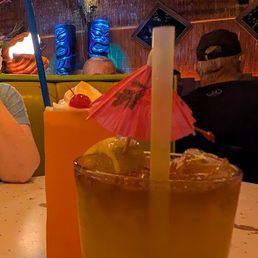 That's supposed to be a mai tai. The other drink is a Pink Flamingo Pina Colada which tasted like dessert. That's supposed to be a mai tai. The other drink is a Pink Flamingo Pina Colada which tasted like dessert.