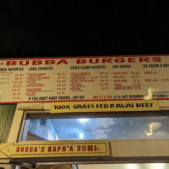 Bubba Burgers Poipu - Menu - Burgers Near Me - Koloa, Hawaii Bubba Burgers Poipu - Menu - Burgers Near Me - Koloa, Hawaii