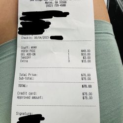 RS Nail And Spa - Receipt