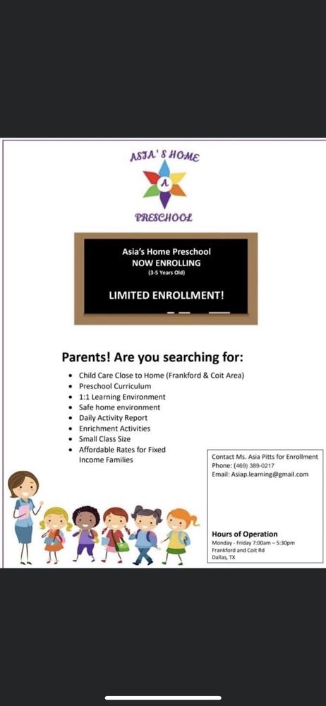 Asia's Home Preschool - childcare center in Dallas, TX
