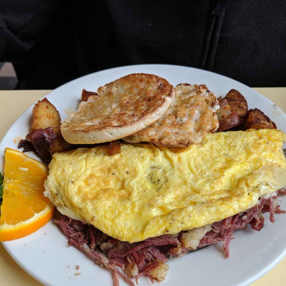 Carson's Store - Irish omelette with their house made corned beef, Swiss cheese and sauteed onions. - Breakfast & Brunch Near Me - Noank, Connecticut