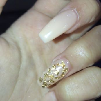 Lush Spa Nails - Coffin acrylic set with gold foil! (Different lighting ) - Nail Salons Near Me - Chino Hills, California
