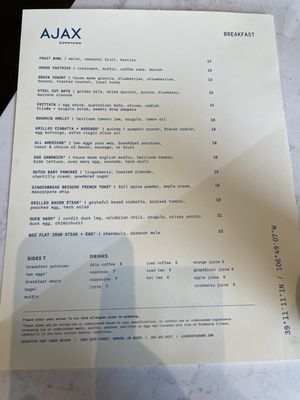 Menu photo 7 Ajax Downtown Denver, CO
