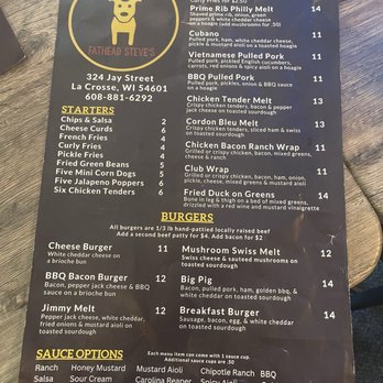 Fathead Steve’s - Menu - Bars Near Me - La Crosse, Wisconsin