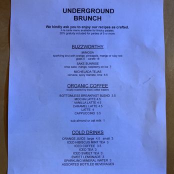 Arturo's Underground Cafe - Menu - Cafes Near Me - Austin, Texas