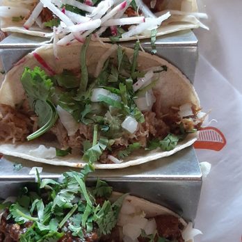 Joyride Taco House - The 3 different tacos my husband tried. 1 was Bbq and 1 was steak. I cant remember the other. - Tacos Near Me - Phoenix, Arizona