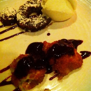 Vermilion - Amazing! Top: Chocolate coffee doughnut frittata, chocolate mole. Bottom: Avocado beignet,  wild berry reduction. - Indian Near Me - Chicago, Illinois