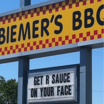Biemer's BBQ - My personal favorite sign in Lawrence. - Barbeque Near Me - Lawrence, Kansas Biemer's BBQ - My personal favorite sign in Lawrence. - Barbeque Near Me - Lawrence, Kansas