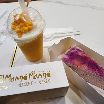 Mango Mango Dessert - The Mango Coconut Smoothie, and Ube Creme Crepe Cake! - Desserts Near Me - Aiea, Hawaii