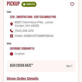 Smoothie King - Proof of purchase at two different locations on the same day. - Juice Bars & Smoothies Near Me - Lewis Center, Ohio Smoothie King - Proof of purchase at two different locations on the same day. - Juice Bars & Smoothies Near Me - Lewis Center, Ohio