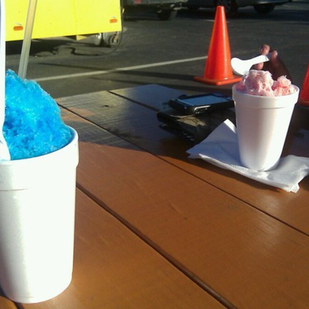 The Snow Cone - two cups of ice cream on a picnic table - Food Stands Near Me - Austin, Texas The Snow Cone - two cups of ice cream on a picnic table - Food Stands Near Me - Austin, Texas