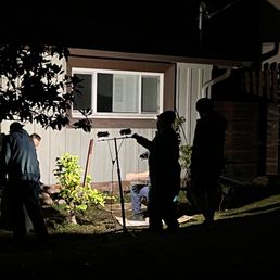 Digging out sewage into the evening. Digging out sewage into the evening.