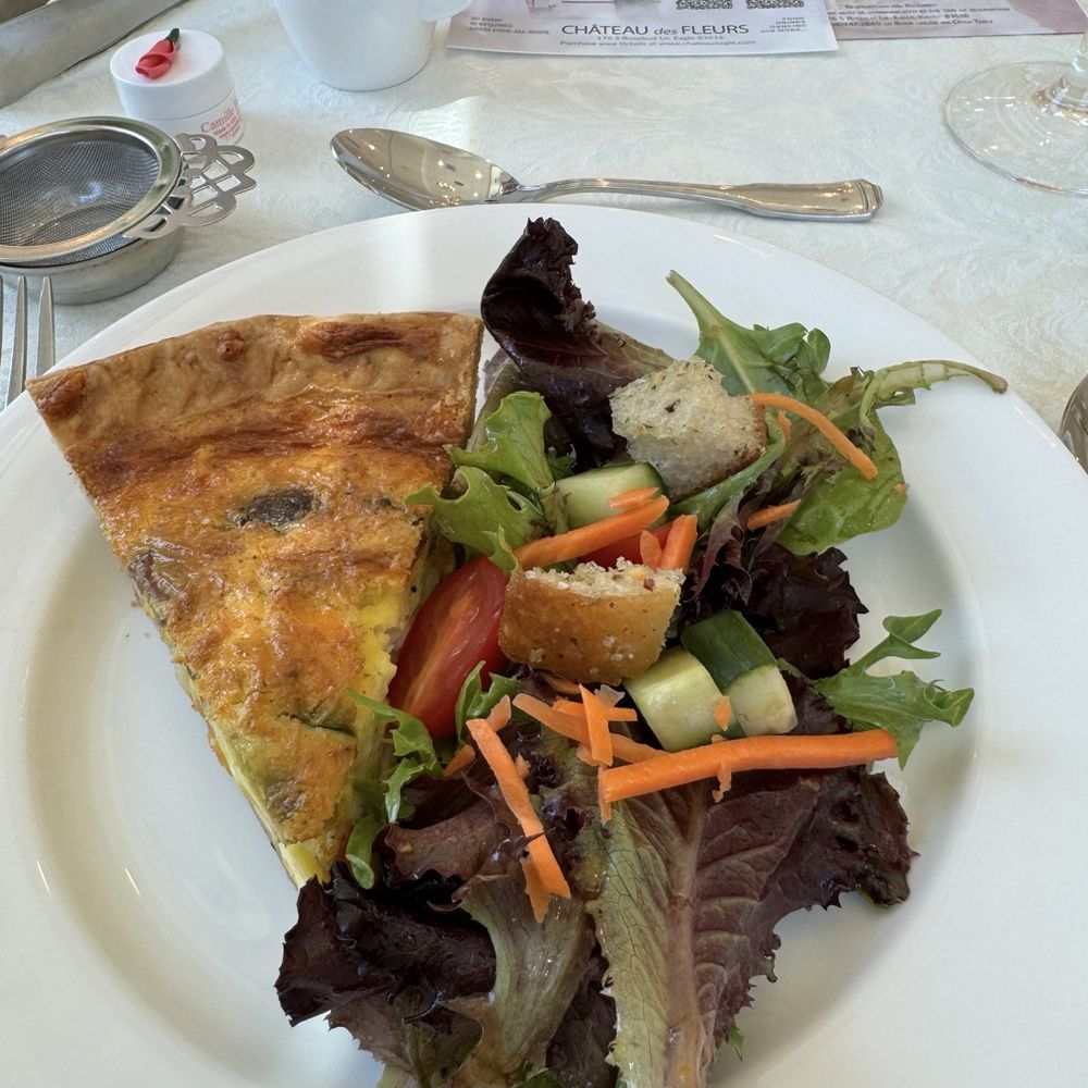 Chateau Des Fleurs - Cracked Pepper & Cheese Quiche served with Seasonal Salad - Venues & Event Spaces Near Me - Eagle, Idaho Chateau Des Fleurs - Cracked Pepper & Cheese Quiche served with Seasonal Salad - Venues & Event Spaces Near Me - Eagle, Idaho