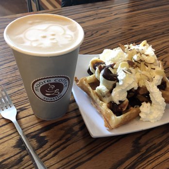Moore Coffee Shop - Horchata latte and Nutella banana waffle - Coffee & Tea Near Me - Seattle, Washington