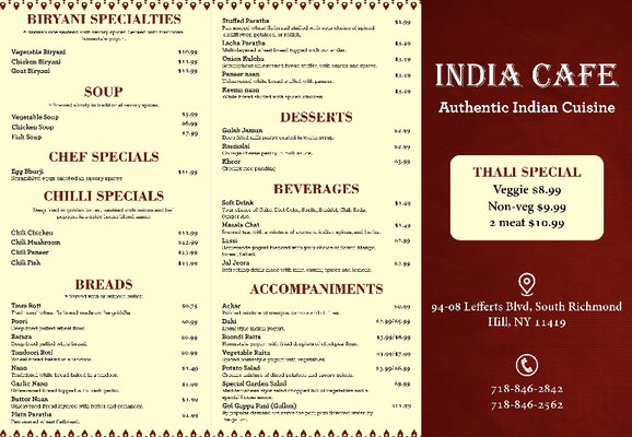 Menu photo 4 India Cafe Ozone Park, NY