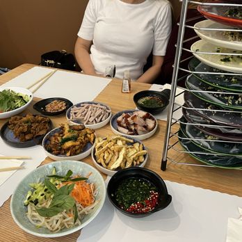 Quan Nhii - Banh uot combo for two (only one tower pictured but combo comes with two) tofu is not part of combo - Vietnamese Near Me - Westminster, California