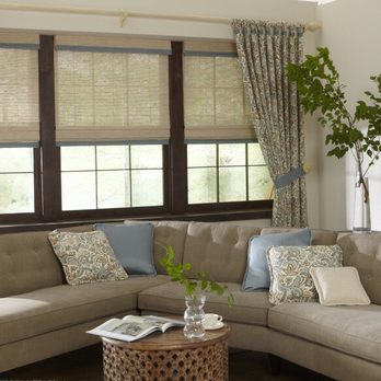 The Blinds Source - Bamboo shades with pinch pleat drapes - Shades & Blinds Near Me - New York, New York