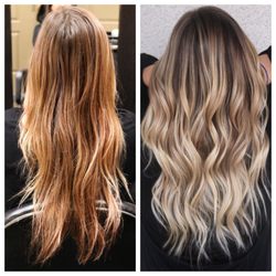 Avenue L Salon - Before and after balayage (color correction)
