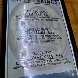 Dessert menu Dessert menu