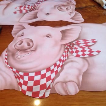 Missouri Hick Barbeque - The pig placemats! Hilarious - Barbeque Near Me - Cuba, Missouri