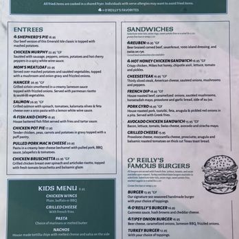 O'Reilly's Pub & Grill - Menu - Pubs Near Me - Newton, New Jersey