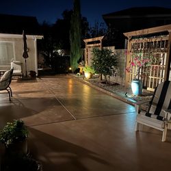 DeLuna Decorative Concrete - The beautiful patio at night thanks to Leo and his crew.